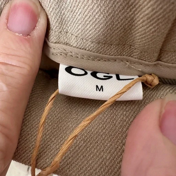 OGL Tan Viscose-Linen Weave European Linen Mid Rise Flared Pant Size - Picture 9 of 9